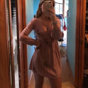 American Eagle Dusty Rose Cutout Floral Mini Dress